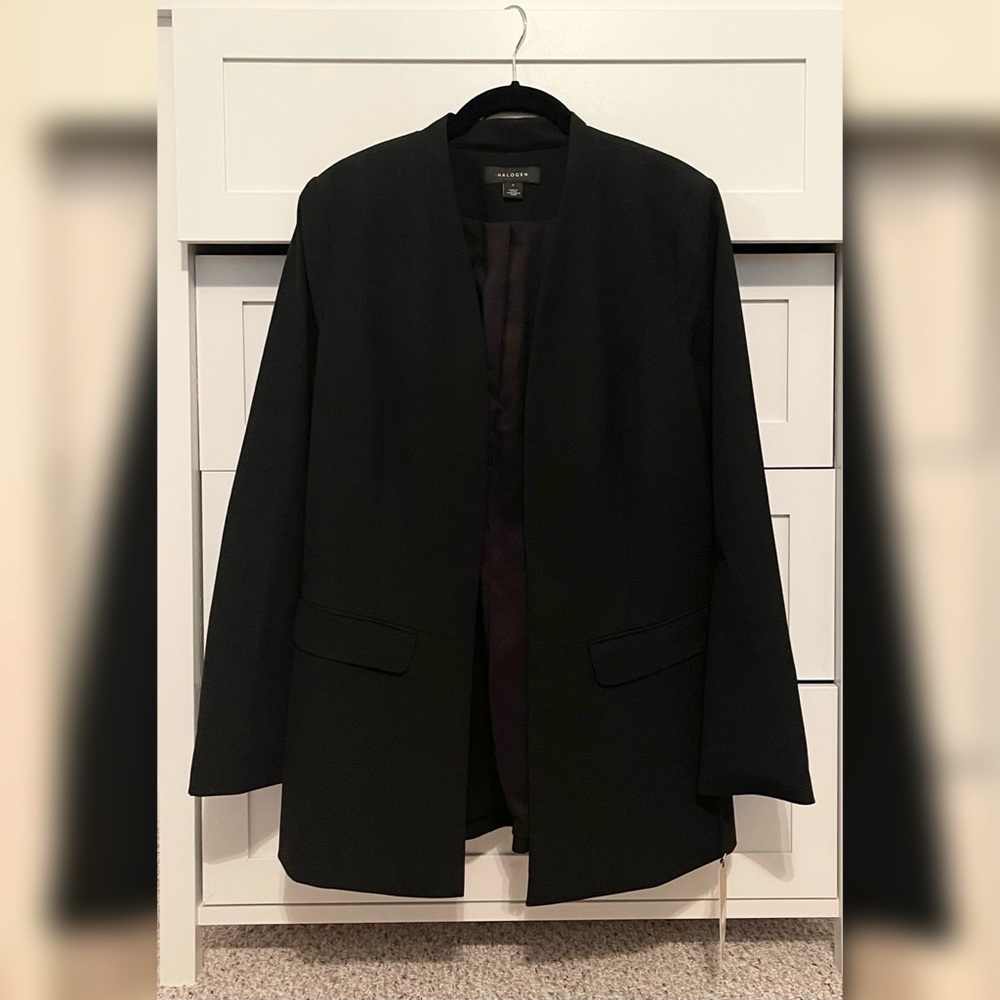 Halogen Long Open Women’s Blazer Black
